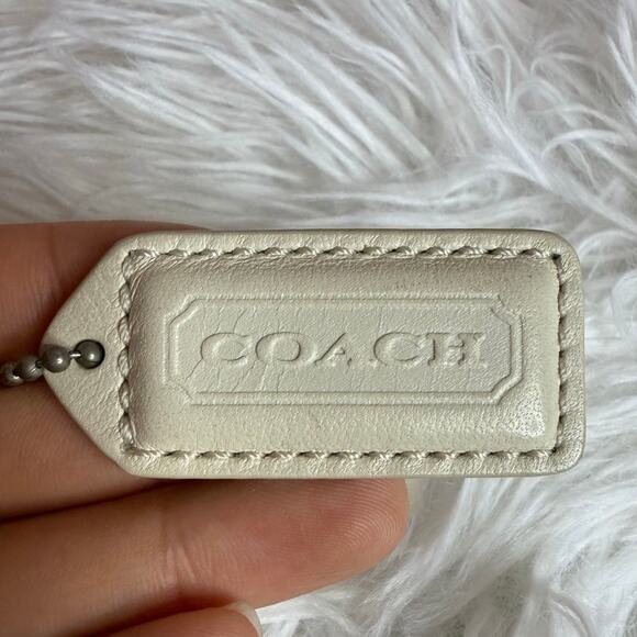 1.5" y2k COACH Vintage White Fob Bag Charm Hang tag Hangtag - Picture 1 of 2